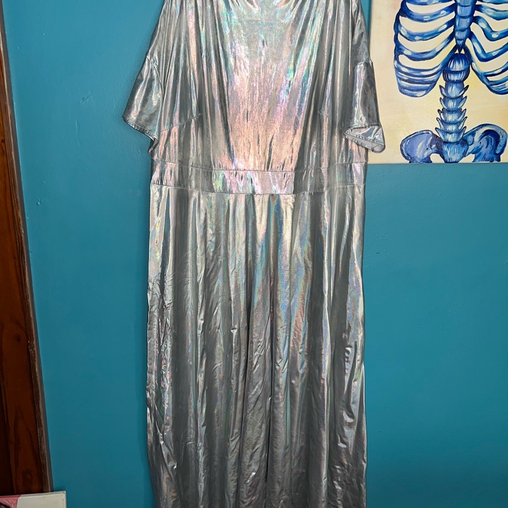 Elegant Silver Holographic Dress